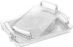 Set of 3 Serving Platters with Handles 16.5/15/13.2 Inch Reusable Large Serving Trays, Party Food Tray, Rectangular Dinner Plates for Cookie, Cake, Turkey, Cheese, Fruit, Snack(Transparent)