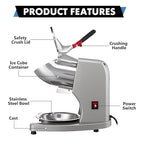 Shaved Ice Machine 300W Electric Ice Crusher 4 Blades Ice Crusher Shaver 2200 RPM Snow Cone Machine 286 lbs/hr Ice Shaving Machine for Home and Commercial