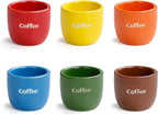 Ceramic Espresso Cup set of 6, One Shot Coffee Cups, Double Walled 3 oz/90 ml Tiny Cofffee Mugs Demitasse for Espresso, Porcelain Coffee Mugs Set of 6 colors