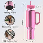 Coldest Tumbler with Handle and Straw Lid | 3 Lids Insulated Reusable Stainless Steel Water Bottle Travel Mug | Gifts for Women Him Her | Limitless Collection (46 oz, Pink Reflections)
