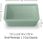 Ceramic Coated Glass Food Storage Container | No PTFE, PFOA, PFAS, and BPA | Reusable Non Toxic Meal Prep Container with Glass Lid | Easy To Store | 3 Cup Rectangle [Willow]
