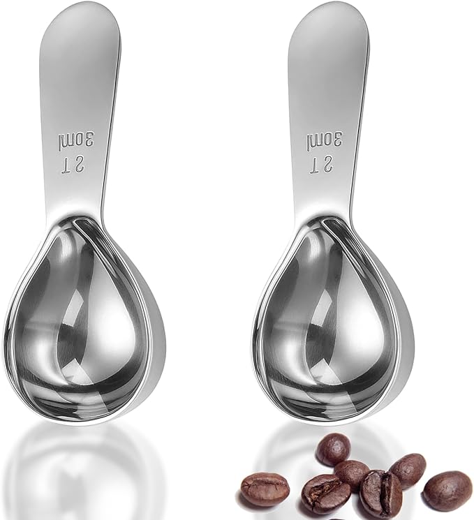 2 Tablespoon Scoop, Stainless Steel Tablespoon Measuring Spoon, 2 Tbsp Scoop for Coffee, Baking, Cooking, 30ml Capacity, 4.69 x 1.97 Inches (Set of 2)