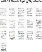 Piping Tips Practice Board Guide Paper Sheets 250+ Cake Decorating Tips Techniques Tutorial Patterns 74 Sheets/Set