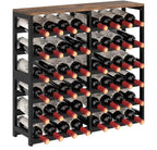 6 Tier Bamboo Wine Rack with Table Top, Freestanding 48-Bottle Wine Storage Shelf, Wine Display for Kitchen, Bar, Dining Room, Living Room, Rustic Brown and Black
