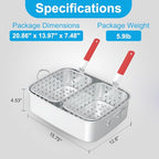 FireRiot 18QT Aluminum Deep Fryer Pot with Baskets & Heat-Resistant Silicone Handles - Lightweight & Durable Fish Fryers Outdoor Cooking - Rectangular Fish Fryer Basket for Outdoor Fryer