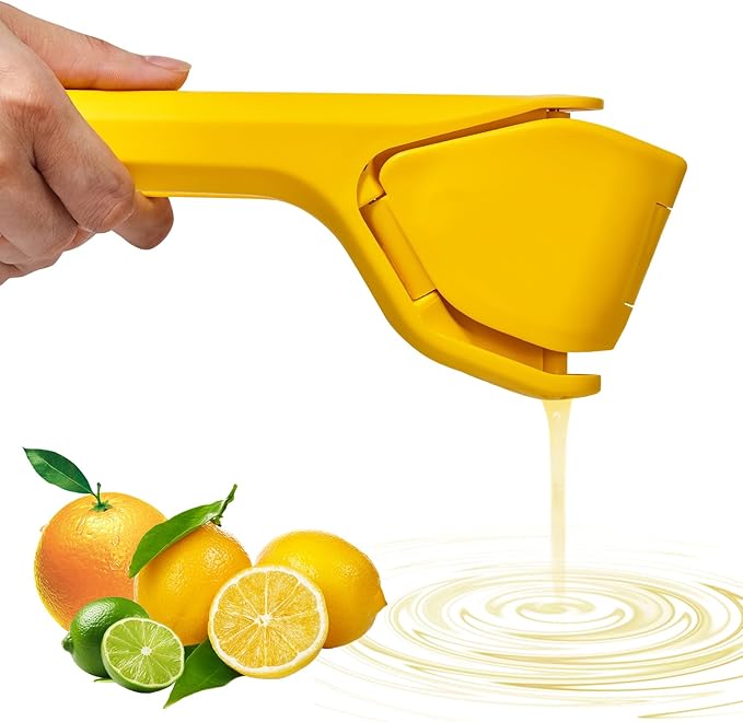 Manual Lemon Squeezer, Easy-to-Use, Very Sturdy, Lemon Juicer Squeezer to Squeeze Lemons, Yellow, HomeyVenture