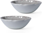 LEHAHA Farmhouse Melamine Serving Bowls,Set of 2, 130 OZ Break Resistant Large Deep Salad Bowls, BPA Free Large Bowl for Serving Salad, Fruit, Vegetables and Food Storage, 12" x 4", Gray