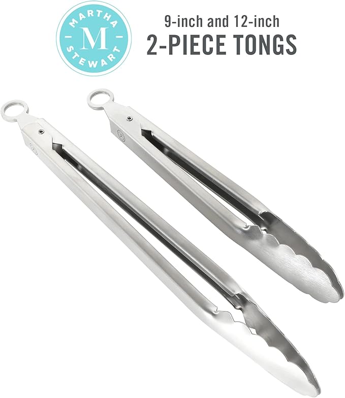 Martha Stewart Richburn 2pc (12" & 9") Tongs Set - Stainless Steel (Pack of 4)