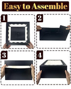 qiqee 12x12x6 Cake Box, 18 Sets Black Cake Box with Window ＆ 18 Sets 8" Cake Round Boards, 8inch Cake Containers, 10 Meters Silk Ribbon