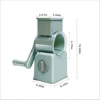 Rotary Cheese Grater with Hand Crank, 5 Interchangeable Blades Vegetable Slicer - Strong Suction Cup Base for Secure Use, Removable & Easy to Clean - Ideal for Cheese, Vegetables, Fruits, Nuts green