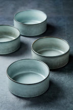 famiware Star Cereal Bowl Set, Soup Bowls Set of 6, Double Reactive Glaze, Stackable, 23 oz Deep Bowls Suitable for Cereal, Popcorn, Oatmeal, Dessert - Dishwasher and Microwave Safe, Smoky Blue