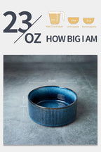 famiware Star Cereal Bowl Set, Soup Bowls Set of 6, Double Reactive Glaze, Stackable, 23 oz Deep Bowls Suitable for Cereal, Popcorn, Oatmeal, Dessert - Dishwasher and Microwave Safe, Nebulas Blue