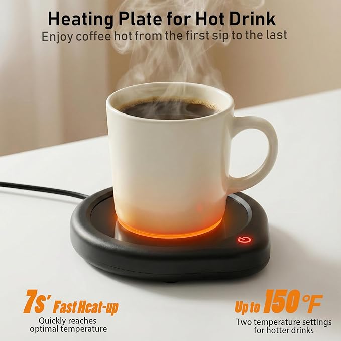 Coffee Mug Warmer, Cup Warmer for Desk with Auto Shut Off Smart Temperature Settings, Electric Beverage Tea Water Milk Heater for All Cups and Mugs, Heating Plate Candle Wax Warmer