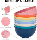 Cereal Bowls, 26 Oz Unbreakable Plastic Cereal Wheat Straw Bowl Sets of 8, Lightweight Microwave Dishwasher Safe Reusable BPA-Free for Kitchen Soup Salad Noodle Desert, Multicolor
