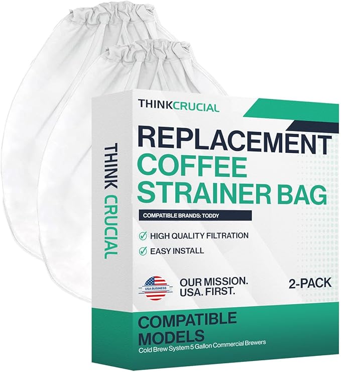 2 Replacement Strainer Bags Compatible With Toddy« Cold Brew System 5 Gallon Commercial Brewers, Washable & Reusable - by Think Crucial (2 Pack)