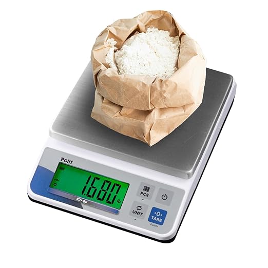 Polit Digital Kitchen Scale KT-66 30lb/13kg｜0.05oz/1g Precision Food Scale with LCD Display｜Battery or Plug-in｜Stainless Steel Top｜Grams, Ounces, Pounds｜5 Units for Baking, Farming & Shipping Scale