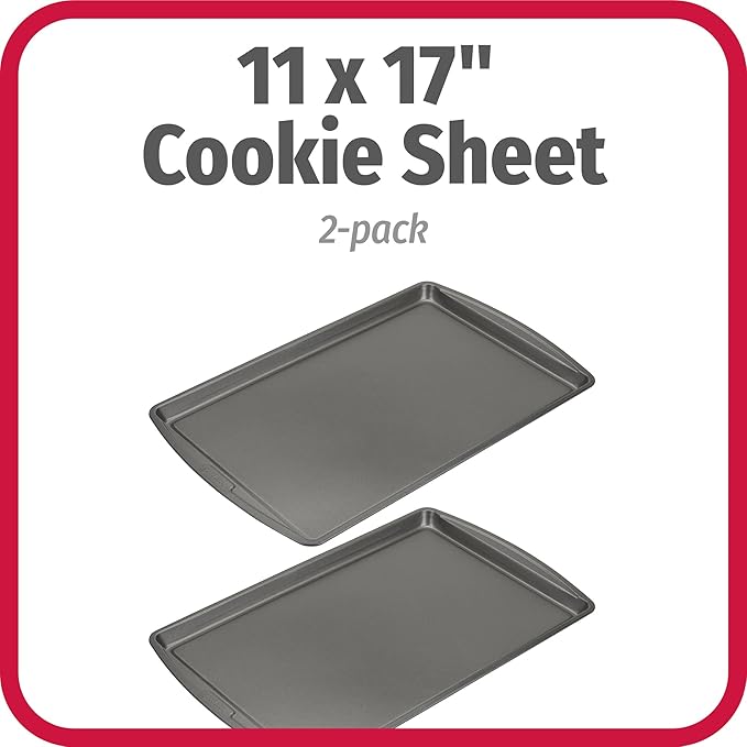 GoodCook AirPerfect Non-Stick 17” X 11" Cookie Sheet Set , Homemade, Frozen & Leftover Slices, Set of 2