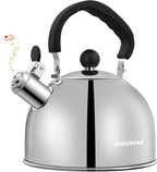 Tea Kettle for Stove Top - Stainless steel Teapot,2 Quart Camping Kettle, Efficient Heating, Audible Whistle, Safe Handle - Hot Water kettle & Tea Pot Stovetop (Silver)