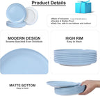 Webbylee 10.25" Melamine Dinner Plates Set of 6 - Durable Serving Dishes Perfect for Kitchen Outdoor Use, Dishwasher Safe,Scratch Resistant-Blue & Beige
