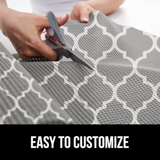 GORILLA GRIP powerGRIP Drawer Shelf and Cabinet Liner, Thick Strong Hold, Non-Adhesive Liners Protect Kitchen Cabinets and Cupboard, Bathroom Drawers, Easy Install, Breathable Mat, 12" x30' Quatrefoil