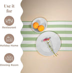Folkulture Table Runner | Fall Table Runners 90 inches Long | Striped Boho Table Runners for Farmhouse Decor or Table Decorations for Party | White and Green Table Runner for Fall Decor