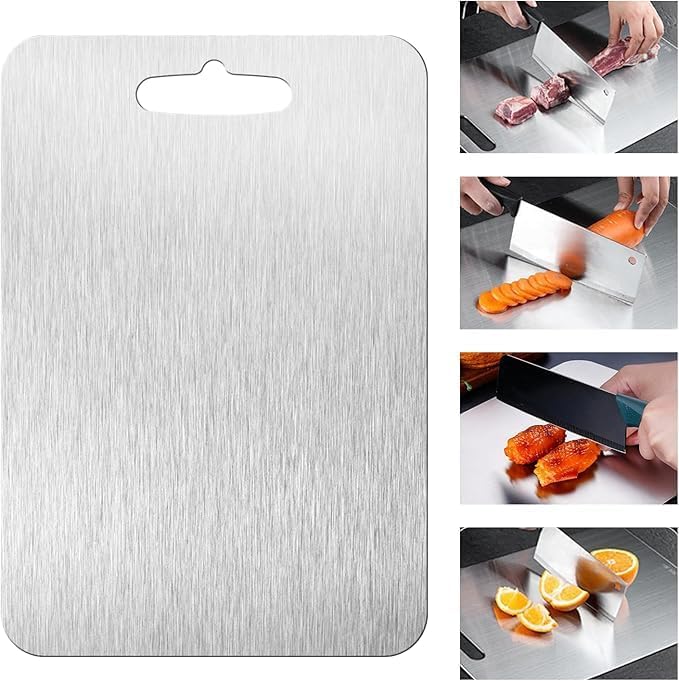 New Titanium Cutting Board - 100% Pure Titanium, Double-sided Food-grade Cutting Board For Cutting Meats, Fruits And Vegetables. (14x10 in)