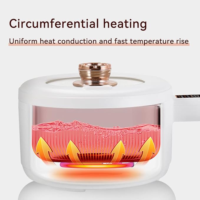 Drizzle Electric Hot Pot Cooker Steamer 1.8L Multifunctional Nonstick Pan Office Dorm Cooking Portable Ramen Cooker Steamer Boil Dry Protection Suitable For Noodle Cooker Eggs StirFrying