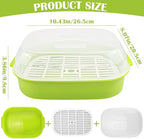 DOERDO Microwave Steamer with Lid, Plastic Vegetable Steamer for Cooking Vegetables and Seafood, 10.4x8.1 Inch, Green