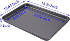2 Cookie Baking Sheet Pan Nonstick 15.55 x10.63Inch (Inner 14.76x9.84inch) Jelly Roll Tray 2x Thicker Carbon Steel Non -Toxic Bakeware