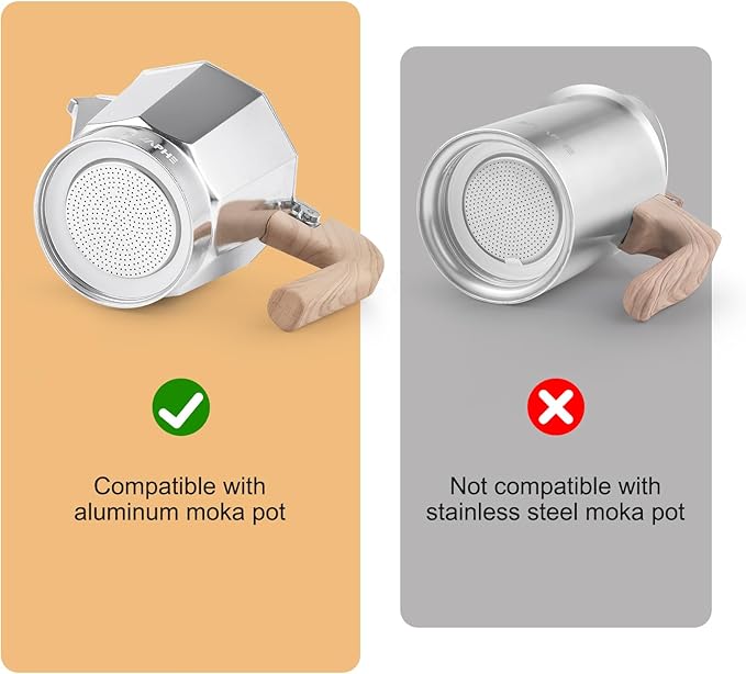 Sivaphe 3 Cup Moka Pot Replacement Infuser Parts for Aluminum Italian Stovetop Espresso Coffee Maker, 1 Filter and 3 Silicone Gasket Seals