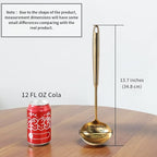 Newness Soup Ladle, [Rustproof, Heat Resistance, Integral Forming] Durable 304 Stainless Steel Soup Spoon with Vacuum Ergonomic Round Handle, Cooking Spoon for Kitchen, 13.7 Inches, Gold