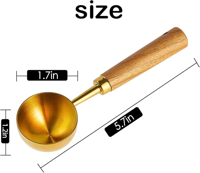 Coffee Scoop For Ground Coffee,Coffee Beans And Tea,10g Capacity-304 Stainless Steel Coffee Spoon With Nature Walnut wood Handle,Golden Yellow(With A Burlap Cord &Thickened Storage Bag)