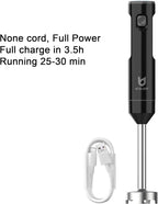Cordless Hand Blender, UTALENT Variable Speed Immersion Blender Rechargeable, with 500ml Chopper, 600ml container, Egg Whisk, for Smoothies, Baby Food and Soups – Black
