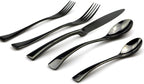 JASHII 18/10 Stainless Steel 20 Piece Mirror Polished Black Flatware Set,Dinner Knife Fork Salad Fork Dessert Spoon Coffee Spoon，Service for 4 ，Black Utensil Sets