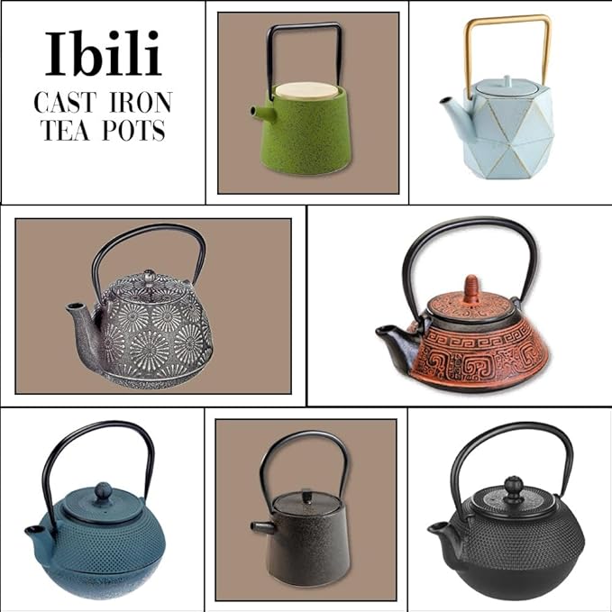 IBILI 40 Oz Bali Cast Iron Teapot | Made in Spain | Stainless Steel Infuser, Enameled Interior, Stovetop & Induction Compatible, Japanese Kettle for Loose Leaf Tea, Tetsubin Design, Silver