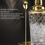Gold Cocktail Shaker Set - 5 Piece Martini Shaker Set with Strainer, Jigger, Spoon & Muddler - 16oz Glass Cocktail Shaker Set - Ideal Gift for Home Bar & Drink Trolley Décor