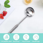 Soup Ladle, Metal 316 Stainless Steel Kitchen Ladles Spoon, Large Cooking Ladel Kitchen Utensil Long Handle Deep Spoons for Soup Stirring Serving
