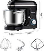 Aucma Stand Mixer,6.5-QT 660W 6-Speed Tilt-Head Food Mixer, Kitchen Electric Mixer with Dough Hook, Wire Whip & Beater (6.5QT, Black)