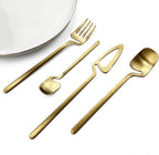 JASHII Hangable 24-Piece Silverware Set, Satin Finish Flatware Cutlery Set Service for 6, Knives/Forks/Spoons Included, Dishwasher Safe (Matte Gold)