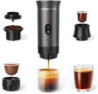 3-in-1 Portable Espresso Machine for Travel & Camping- 20 Bar Self-Heating Portable Coffee Maker with USB-C LED Display Car Coffee Maker, Compatible with Grounds&Capsules(Ns&DG) for RV, Hiking, Office