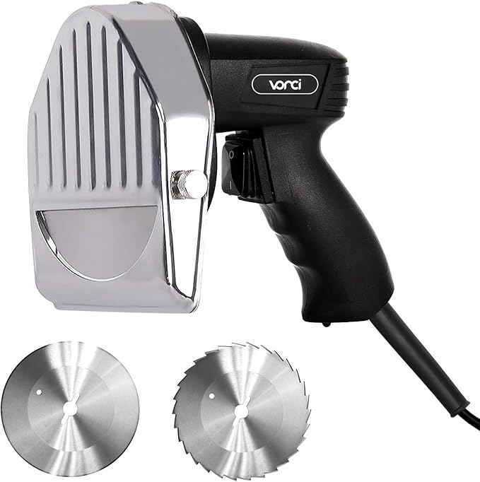 VONCI 80W Commercial Gyro Cutter, Electric Shawarma Knife, Doner Kebab Meat Slicer With 2 Blades, 2600 RPM, 0-8mm Adjustable Thickness, Powerful Turkish Grill Machine.