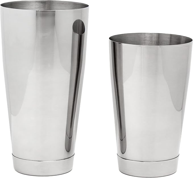 Boston Shaker Set: Two Piece 18oz and 28oz Weighted Stainless Steel Professional Bartender Cocktail Shaker Tins
