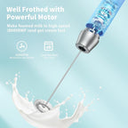Maestri House Rechargeable Milk Frother with Stand, LunaFro Handheld Electric Foam Maker Waterproof Detachable Stainless Steel Whisk Drink Mixer Foamer for Lattes, Cappuccino