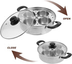 DECHOUS Egg Poacher Pan Nonstick 4 Eggs Stainless Steel Food Steamer Pot With Detachable Cups & Lid For Breakfast And Meal Prep
