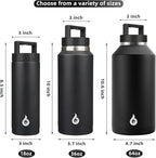 BJPKPK Insulated Water Bottles, Dishwasher Safe 18 oz Water Bottle with Handle, Leakproof BPA Free Water Jug, Stainless Steel Thermos for Sports, Black