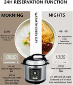 12 In 1 Electric Pressure Cooker With 24-Hour Reservation Function, Slow Cooker, Rice Cooker, Wok, Cake, Yogurt, Etc., 6 L, Stainless Steel/Black.