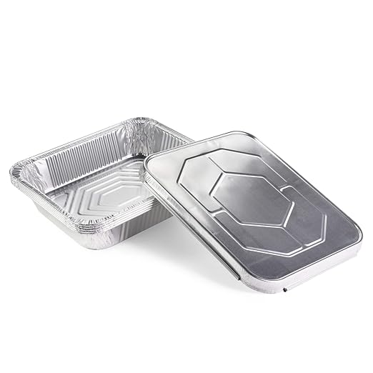 IDL Packaging Half-Size Aluminum Steam Table Pans with Lids - Deep, 13" x 11" x 3" (Pack of 5) - Disposable Foil Pan for Grilling, Roasting, BBQ, Cooking, Baking, Freezing