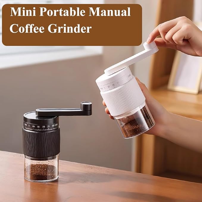 Portable Manual Coffee Grinder with 35 Adjustable Settings,Hand Coffee Bean Mill with 30g Capacity & Crank for Espresso, Pour Over, French Press, Travel (Black)