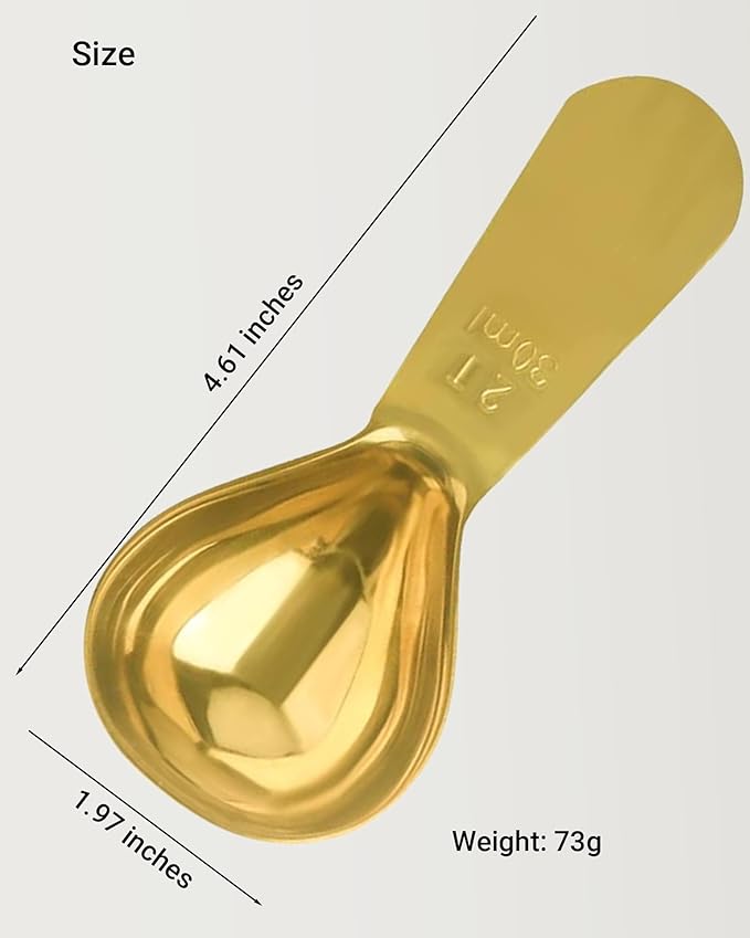 Coffee Scoop 30ml 2PCS, 2 Tablespoon Measuring Spoons, Ergonomics Design Coffee Scooper Stainless Steel Manufacture，Coffee Scoop for Ground Coffee Protein Powder Sugar Cereal (Gold, 2 tbsp-30ml)