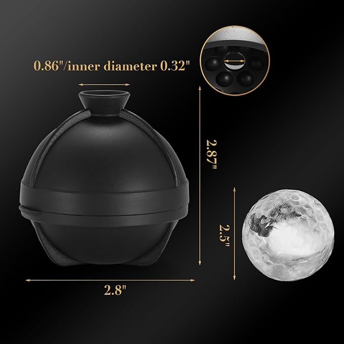 Novelty Golf Ball Ice Maker Mold Set of 2, Funny Golf Gifts for Men Golfers, Golf Accessories for Men, 2.5" Large Sphere Round Whiskey Ice Cube Molds for Bourbon, Cocktails